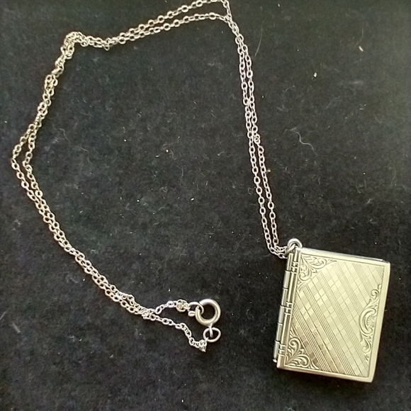 Antique Silver Book Locket - Picture 1 of 2